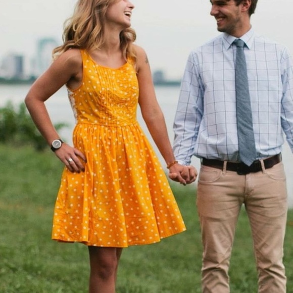 Anthropologie Dresses & Skirts - ANTHROPOLOGIE Melora Polka Dot Dress Yellow